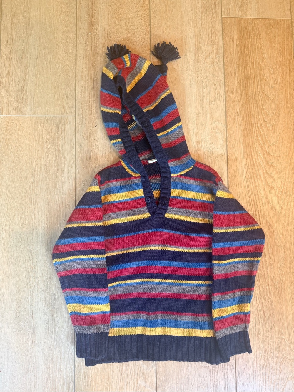 JoJo Maman Bébé Striped Knit Pixie Hoodie Sweater